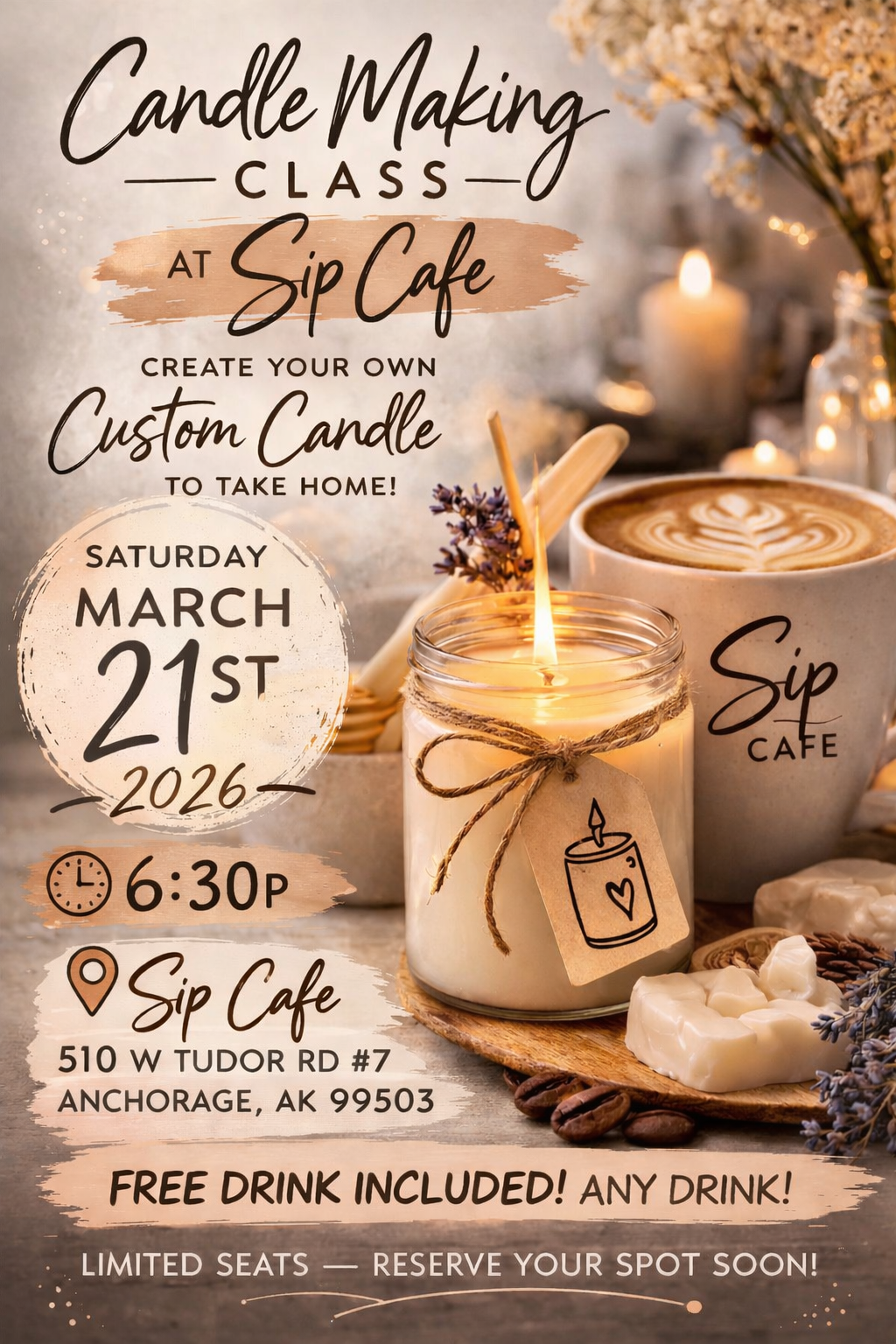 Candle Making Class at Sip Cafe